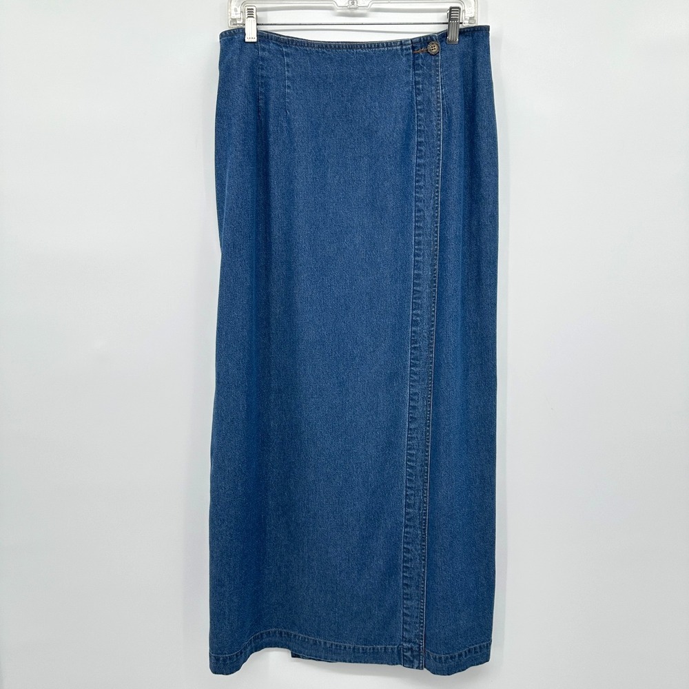 Vintage Hairston Roberson ROPA Denim Maxi Skirt Size 12 Long Wrap Western‎ Retro